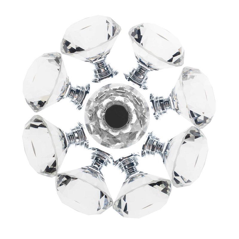 YourGift 16 Pack Drawer Knobs Diamond Shaped Crystal Glass 30mm Cabinet Knobs Pull Handles (Silver) - Image 2